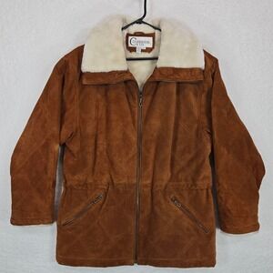 Vintage Colebrook & Co Quilted Suede Penny Lane Jacket Fur Collar Y2K Women M